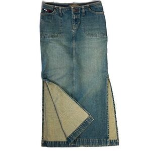 Vintage Tommy Hilfiger Pencil straight Maxi Jean split skirt